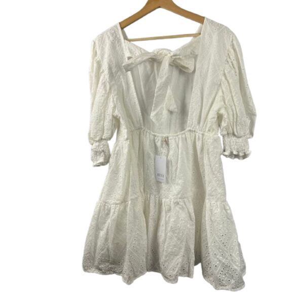NWT MISA Fraser Tiered Cotton White Mini Dress Size Medium -$395 - Picture 6 of 9
